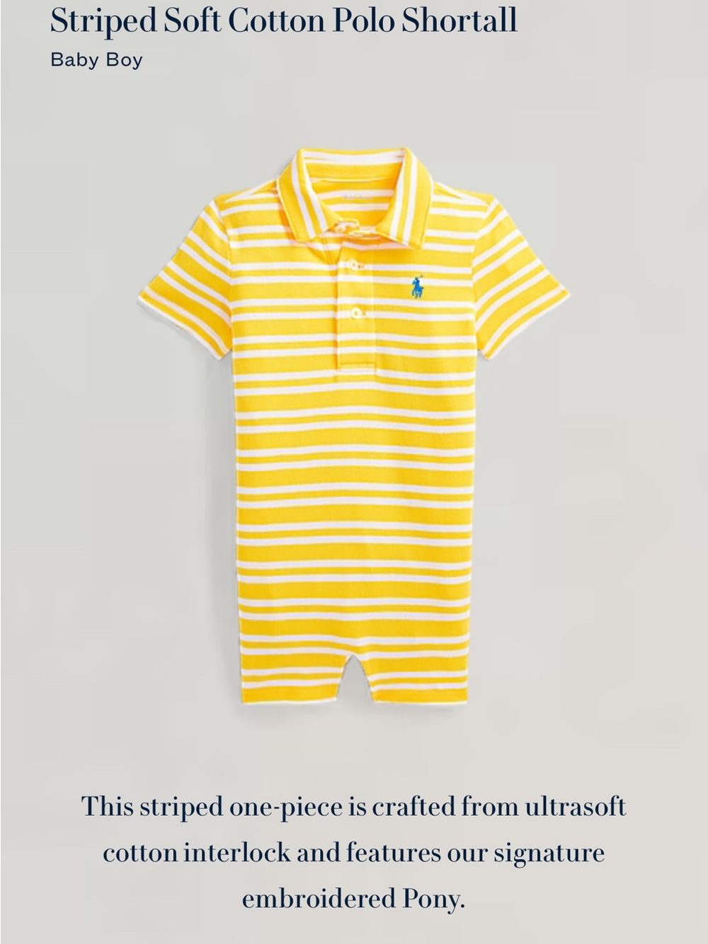 Ralph Lauren Yellow & White Striped Polo One-Piece